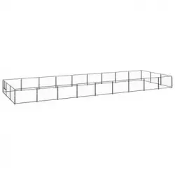 Perrera Exterior | Jaula Para Perro | Parque Para Mascotas Acero 27 M² Negra Cfw783656