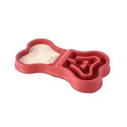 UAMLY Dispensador de alimentos de cocción lenta doble propósito forma hueso - rojo