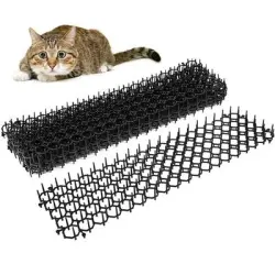 HausPets Alfombrilla anti-gatos con púas - 8 piezas, jardín, plantas - Negro