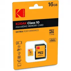 Kodak Extra Perfomance Tarjeta de Memoria Micro SDHC 16 GB Clase 10 con Adaptador