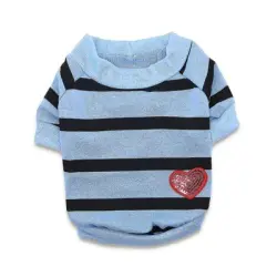 MCBOSON Camiseta de rayas para perros - ropa para perros - Azul claro - XL