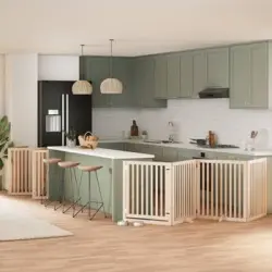 Puerta Para Perros Plegable 10 Paneles Madera De Álamo 800 Cm