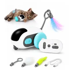 Ratón interactivo inteligente para gatos TheKingPet TurboMouse Tail 2.0 con control remoto, USB y 3 colas - 13,0 cm x 7,5cm x 11,5cm