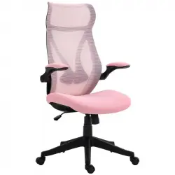 Homcom Silla De Escritorio De Malla Con Altura Ajustable Carga 120 Kg Rosa