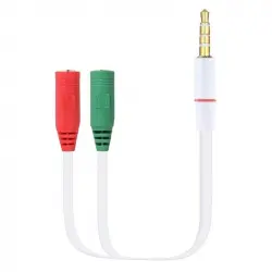 PcCom Essential Cable Adaptador Audio Jack 3.5 mm Macho 4 Pin To 2x Audio Jack 3.5 mm Hembra 3 Pines