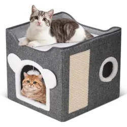 UAMLY Escondite para gatos con rascador de bola colgante - 1 pieza