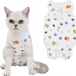 FurryFusion Traje de recuperación de fútbol para gatos - S