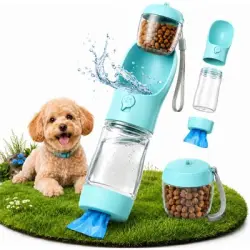 HausPets Botella de agua para perros 3 1 300 ml recipiente premios bolsas - Artículo 1