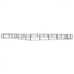 Jaula Perros 24 Paneles | Perrera Exterior Acero Recubierto Polvo Negro 100x50 Cm Cfw765824