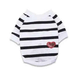 MCBOSON Camiseta de rayas para perros - ropa para perros - Blanco - S