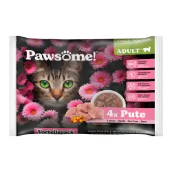 Pawsome Adult Cat 4 x 85 g comida húmeda - Pavo