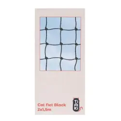 Red de seguridad TIAKI reforzada con alambre, negra para gatos - 2 x 1,5 m