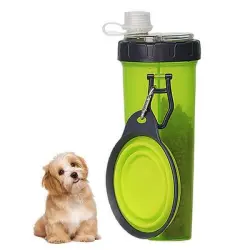 FurryFusion Botella 2 en 1 para agua y comida de perro - Verde