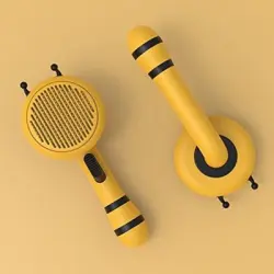 Pawffee Cepillo de aseo amarillo autolimpiante: para perros y gatos. - 1 pieza
