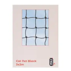 Red de seguridad TIAKI reforzada con alambre, negra para gatos - 3 x 2 m