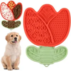 HausPets Alfombrilla silicona roja ventosa perros/gatos lamer durante baño - Artículo 1