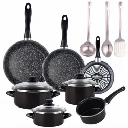 Magefesa Kenia Batería de Cocina 7 Piezas + Set de 3 Sartenes + Set de 3 Utensilios