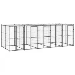 Perrera De Exterior | Jaula Para Perro | Parque Para Mascotas De Acero Con Techo 12,1 M² Cfw783920