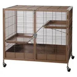 TIAKI jaula para animales pequeños Étagère, caramelo - Jaula principal: 93,5 x 63 x 84 cm (L x An x Al)