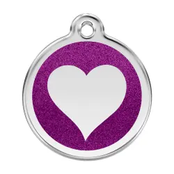 Placa identificativa Corazón Brillante Morado S