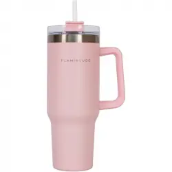 Flamingueo Vaso Térmico Rosa Acero Inoxidable Bebidas Frías 24h Y Calientes 10h Capacidad 1.18l