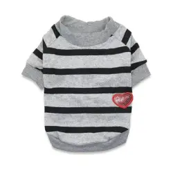 MCBOSON Camiseta de rayas para perros - ropa para perros - gris - M