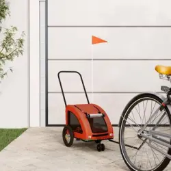 Remolque De Bicicleta Mascotas Hierro Tela Oxford Naranja Gris