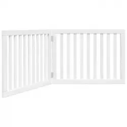 Puerta Para Perros Plegable 2 Paneles Madera Álamo Blanca 160cm Vidaxl