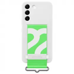 Samsung Silicone Cover Funda de Silicona Blanca con Correa Verde para Galaxy S22
