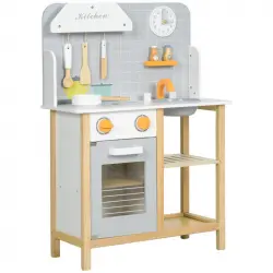 Aiyaplay Cocina de  para Niños +3 Años con Sonido Fogón Grifo Gris