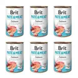 Brit Paté&Meat Salmon Comida Húmeda para Perros con Salmón, 6 x 400 gr