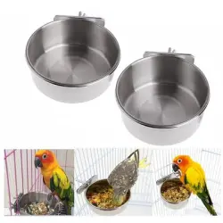 FurryFusion Juego de 2 comederos para pájaros de acero inoxidable - Artículo 2