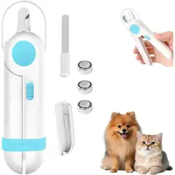 HausPets Lima de uñas eléctrica 2 en 1 con cortauñas LED, azul - Artículo 1