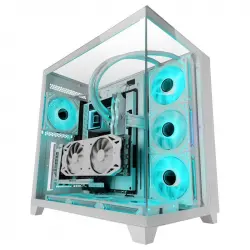 Mars Gaming Mc-3c Caja Atx Vista 3d Triple Cristal Templado Diseño Doble Cámara Lateral Blanco