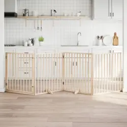 Puerta Para Perros Plegable 4 Paneles Madera De Álamo 320 Cm