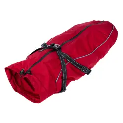 Abrigo con arnés TIAKI Arkon, rojo para perros - aprox. 45 cm de largo de espalda