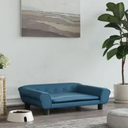 Cama Para Perros De Terciopelo Azul 70x48x22 Cm