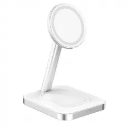Force Power F150371 Soporte Cargador de Inducción 3 En 1 Compatible con Magsafe 15W Blanco