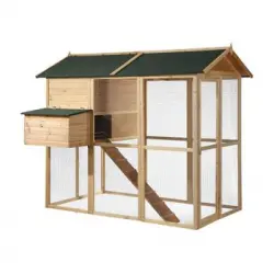 Gallinero Gallus 201.5x142x171 Cm Color Verde, Color Natural Claro Vente-unique