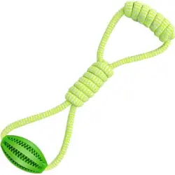 HausPets Bola cuerda interactiva: nudos, dispensador comida, entrenamiento - Verde