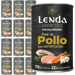 Lenda Paté para Perros Pollo con Zanahorias Sin Cereales - 12 x 400 g