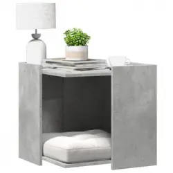 Mueble Arenero De Gatos Madera Gris Hormigón 53x53x51 Cm