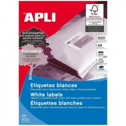 Apli Etiquetas Adhesivas A4 Blanco 500 Unidades