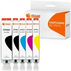 Pccom Essential Canon Pgi570xl/cli571xl Cartucho Tinta Compatible Negro/cian/magenta/amarillo Pack 5