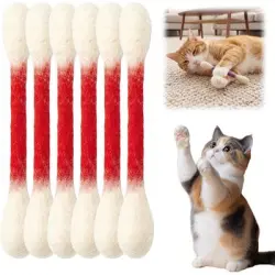 HausPets Paquete de 6 bastoncillos algodón gatitos, juguete dentición, rojo - Artículo 1