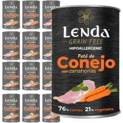 Lenda Paté para Perros Conejo con Zanahorias Sin Cereales - 12 x 400 g