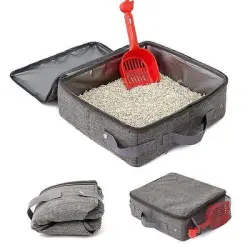 MCBOSON Arenero plegable para gatos + pala - Arenero para gatos + pala