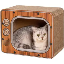 UAMLY Rascador para gatos con forma de televisor - marrón