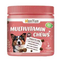 FurryFusion Vitaminas con sabor a pollo para gatos perros, 120 comprimidos - Pato