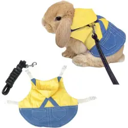 HausPets Arnés Conejo de Denim Ajustable, Correa 125 cm, Mascotas Pequeñas - 1 pieza